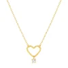 Collier or 375 jaune coeur zirconia 45 cm