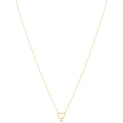 Collier or 375 jaune coeur zirconia 45 cm