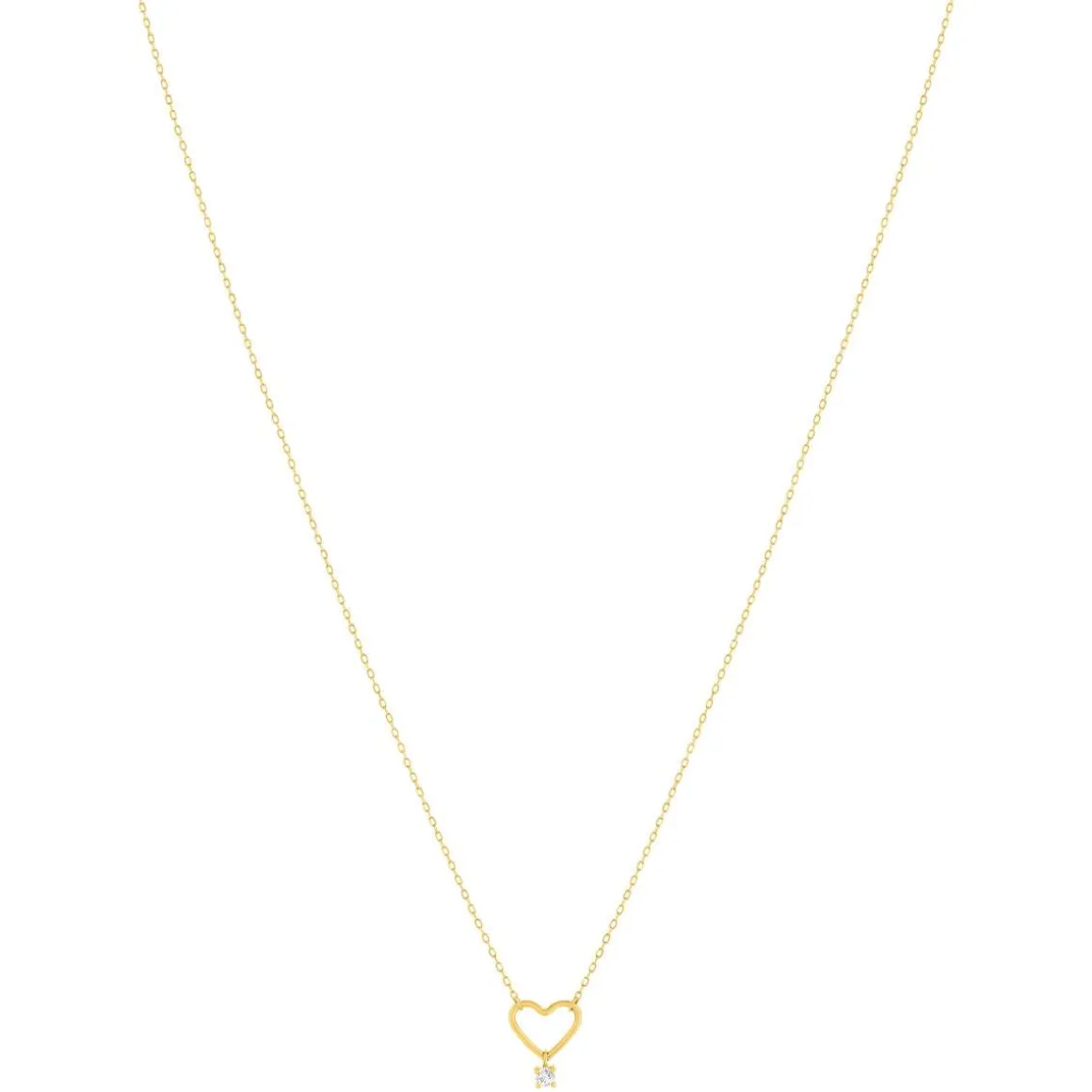 Collier or 375 jaune coeur zirconia 45 cm