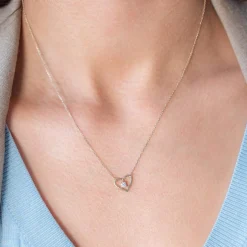 Collier or 375 jaune coeur zirconia 45 cm