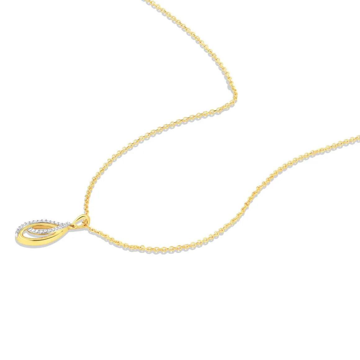 Collier or 750 jaune diamants 0.07 ct 42cm