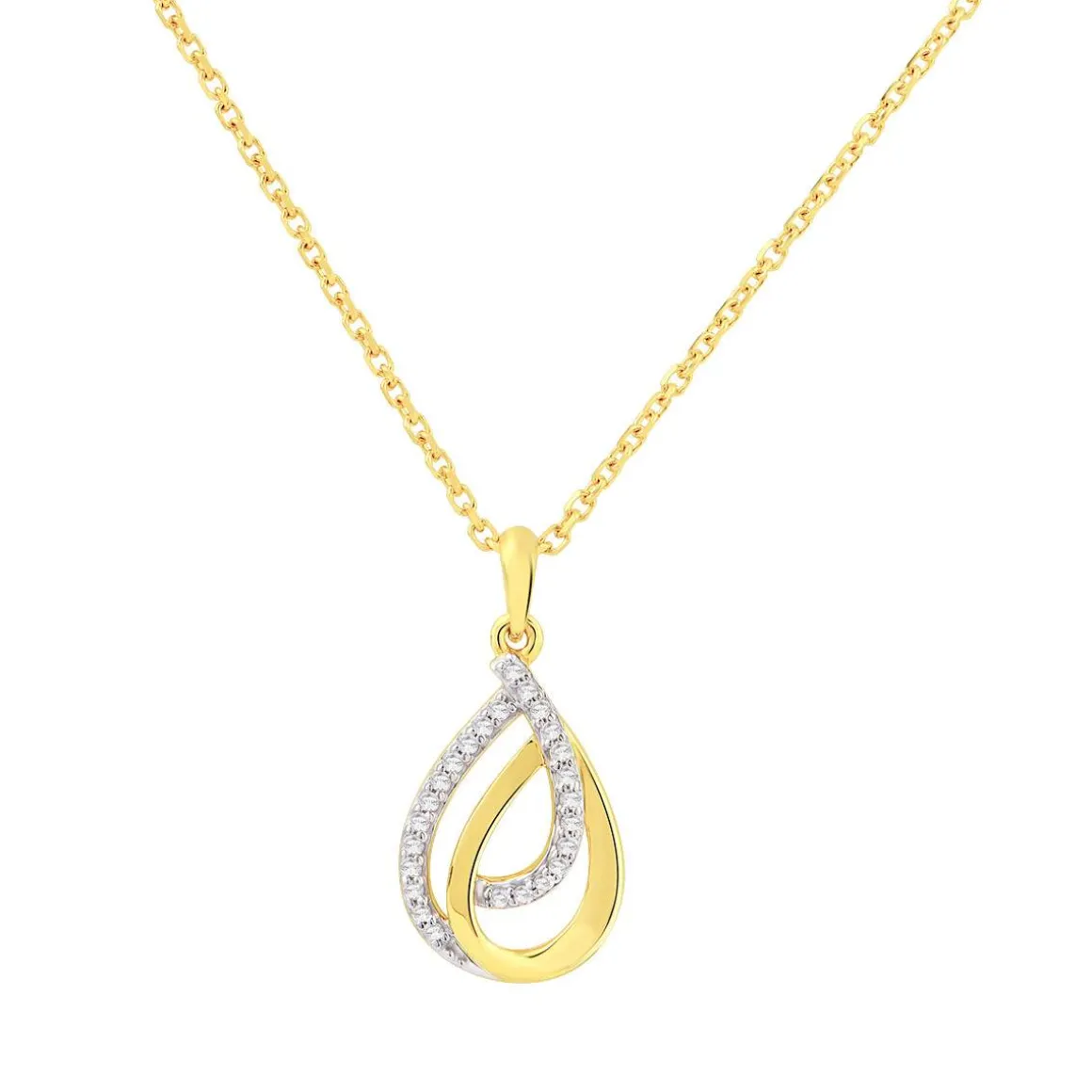 Collier or 750 jaune diamants 0.07 ct 42cm