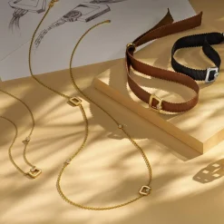 Collier or 375 jaune diamants synthétiques