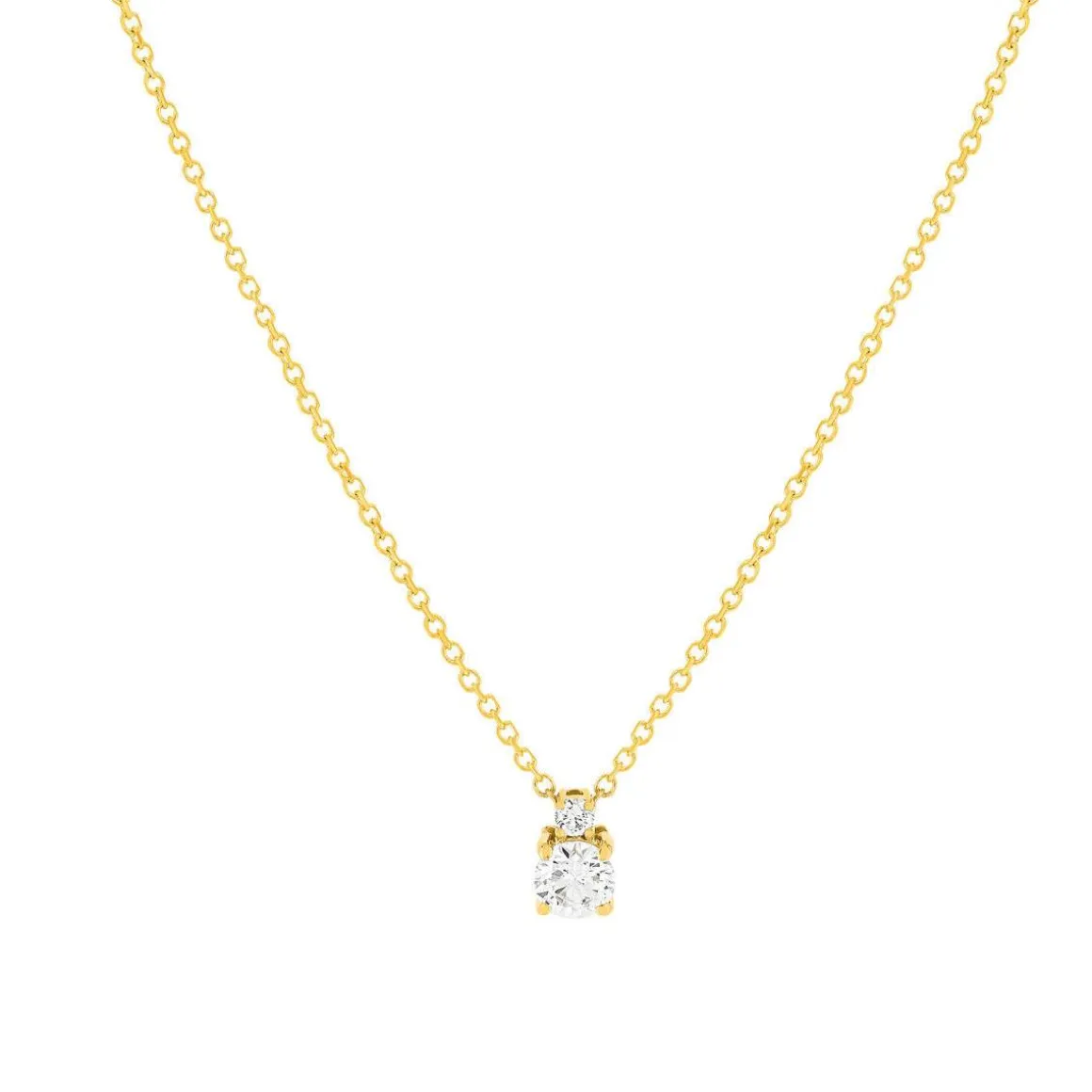 Collier or jaune 750 diamants synthétiques 0.34 carat