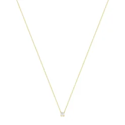 Collier or jaune 750 diamant synthétique 42 cm 0.50 carat
