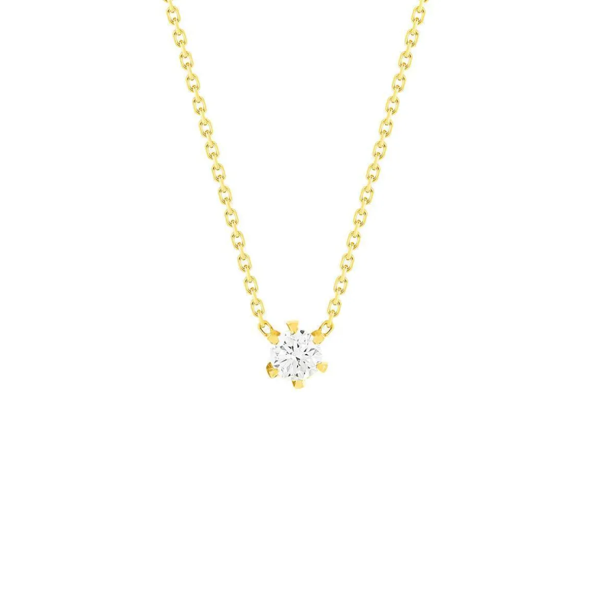 Collier or jaune diamant synthétique 42 cm 0.25 carat