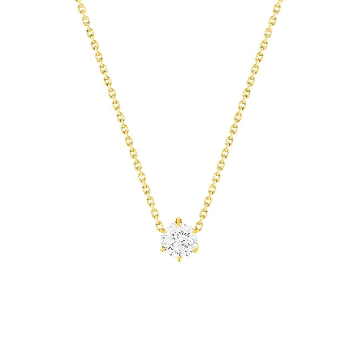 Collier or jaune diamant synthétique 42 cm 0.5 carat