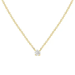 Collier or 750 jaune diamant synthétique 0.15 ct 42 cm