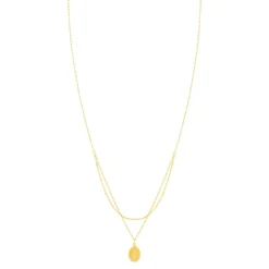 Collier or 375 jaune double rang médaille Vierge miraculeuse 42 cm