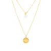 Collier or jaune 375 double rang perle de culture de Chine 45 cm