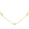 Collier or jaune 375 fleurs zirconias 45 cm