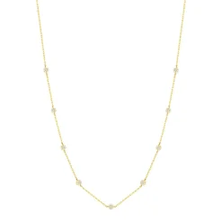 Collier or jaune 375 fleurs zirconias 45 cm