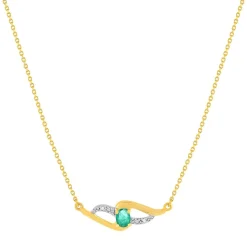 Collier or 375 jaune émeraude diamants 45 cm