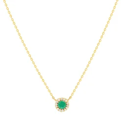 Collier or 750 jaune émeraudes 0.13 ct et diamants 0.056 ct 43cm