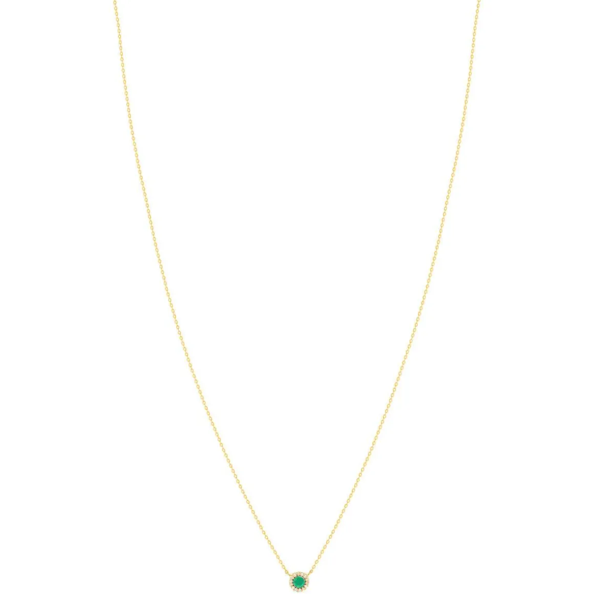 Collier or 750 jaune émeraudes 0.13 ct et diamants 0.056 ct 43cm