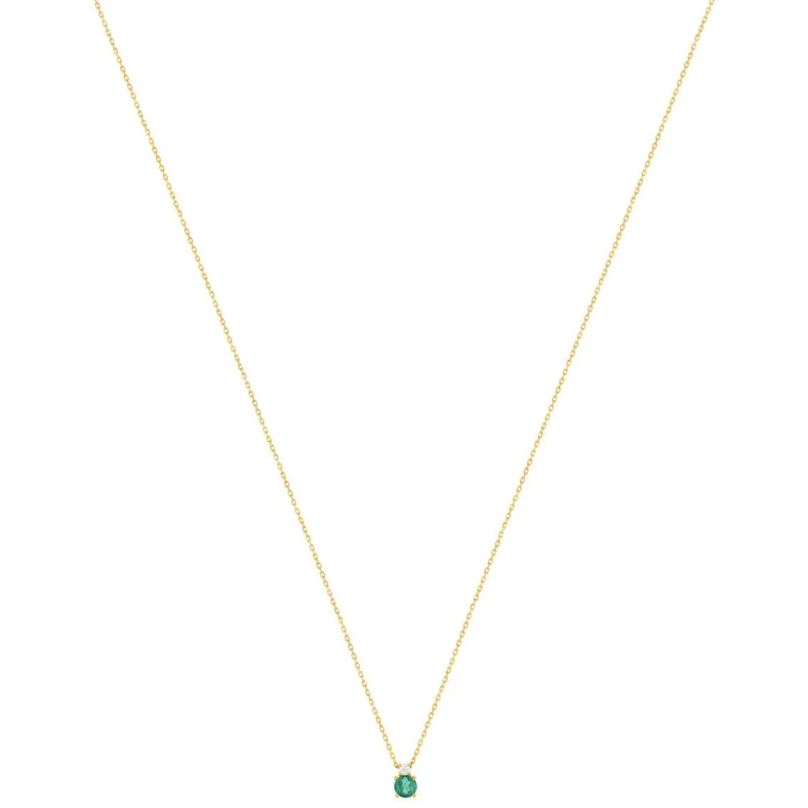Collier or 375 jaune émeraude zirconia, 45 cm