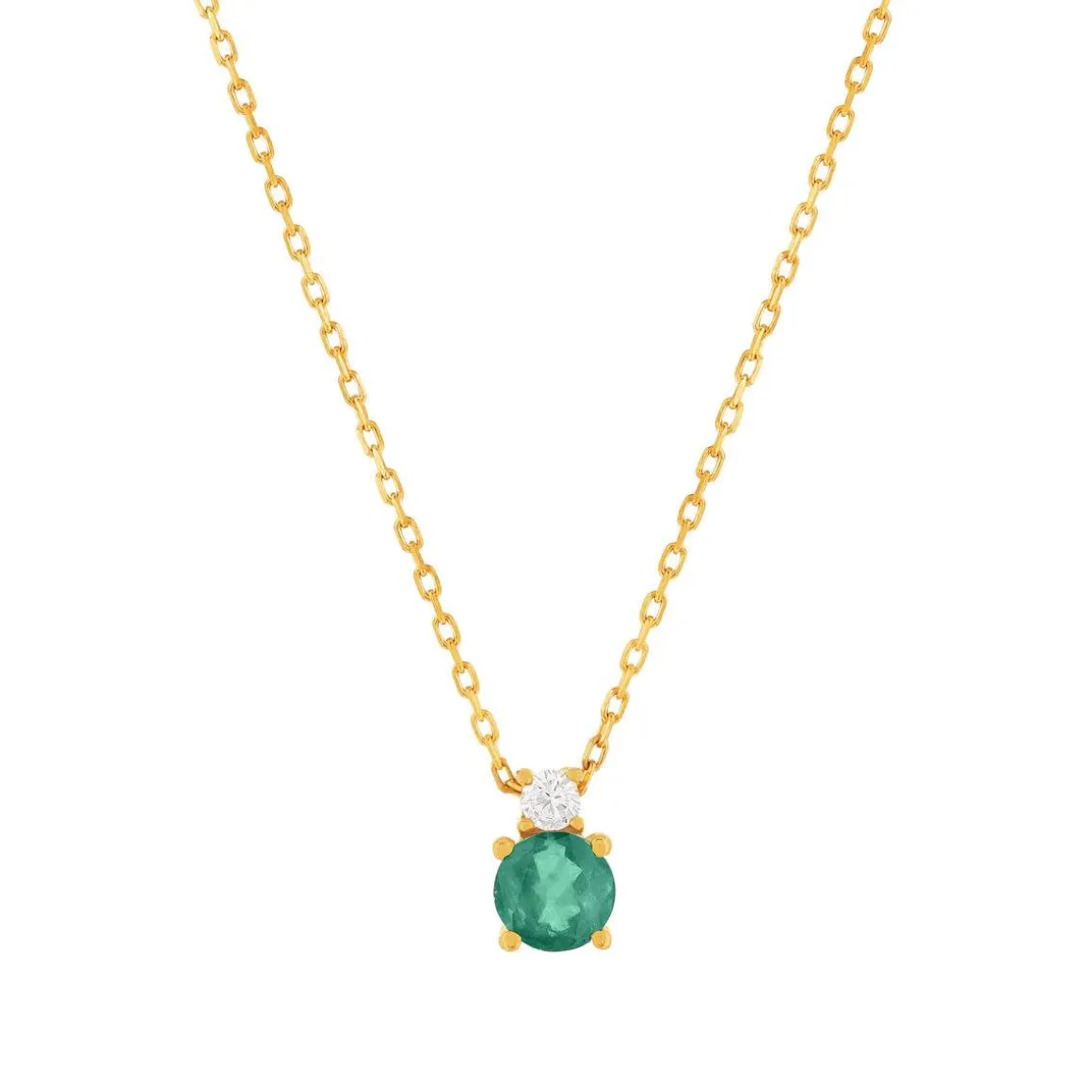 Collier or 375 jaune émeraude zirconia, 45 cm