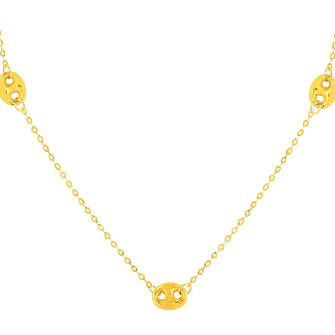 Collier or 375 jaune, motif grain de café 45cm
