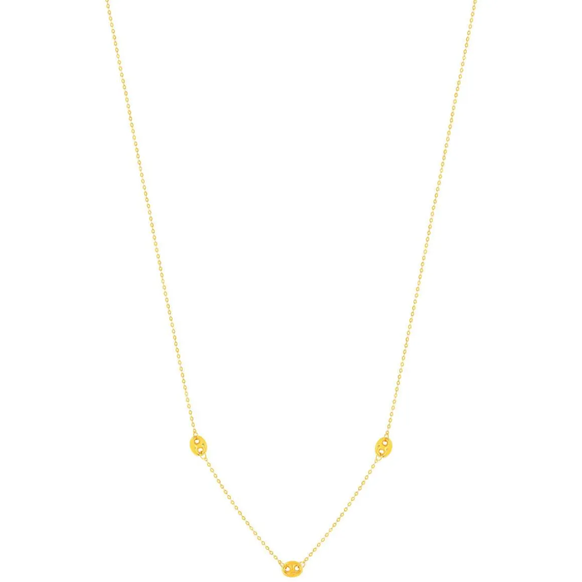 Collier or 375 jaune, motif grain de café 45cm