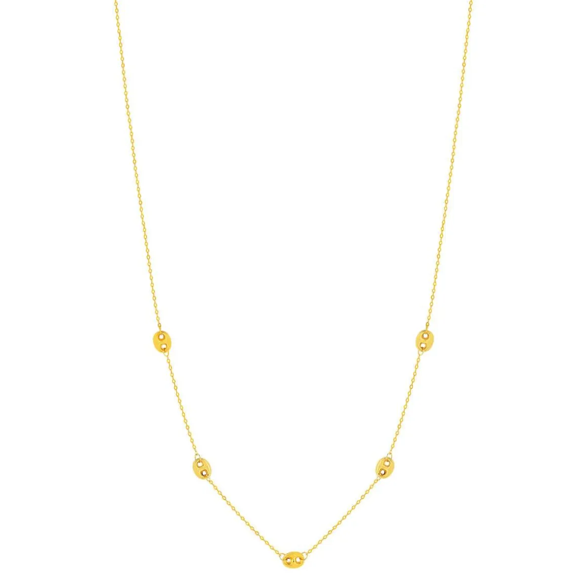 Collier or 375 jaune, motif grain de café 45 cm