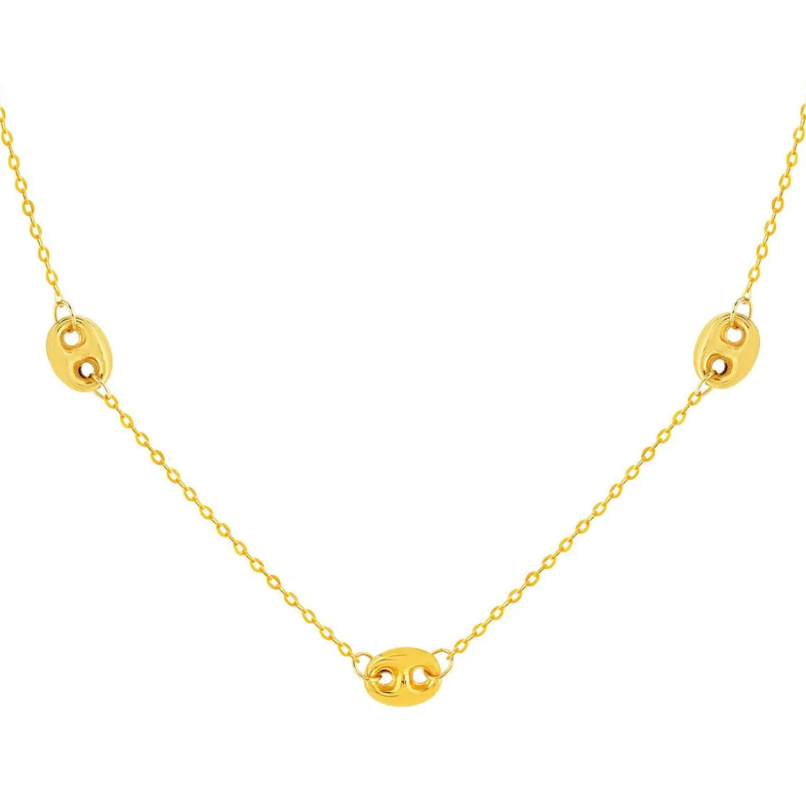 Collier or 375 jaune, motif grain de café 45 cm
