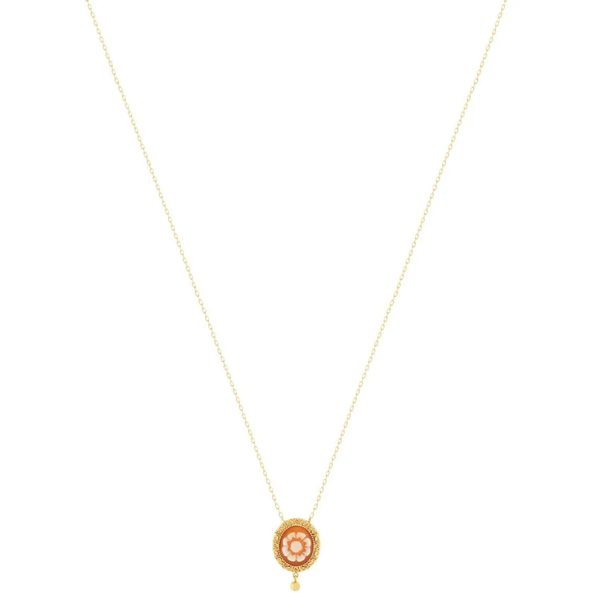 Collier or 375 jaune or camées oranges 45cm