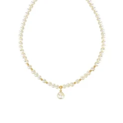 Collier or 750 jaune pampille perles de culture de Chine 42,5 cm