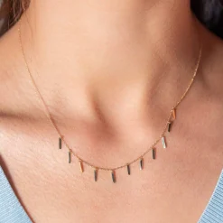 Collier or jaune 375 pampilles 43 cm
