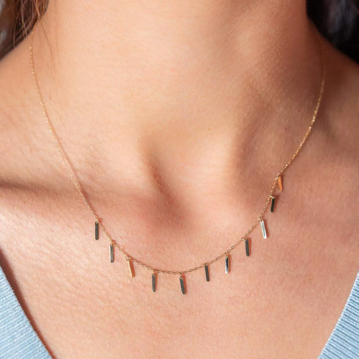 Collier or jaune 375 pampilles 43 cm
