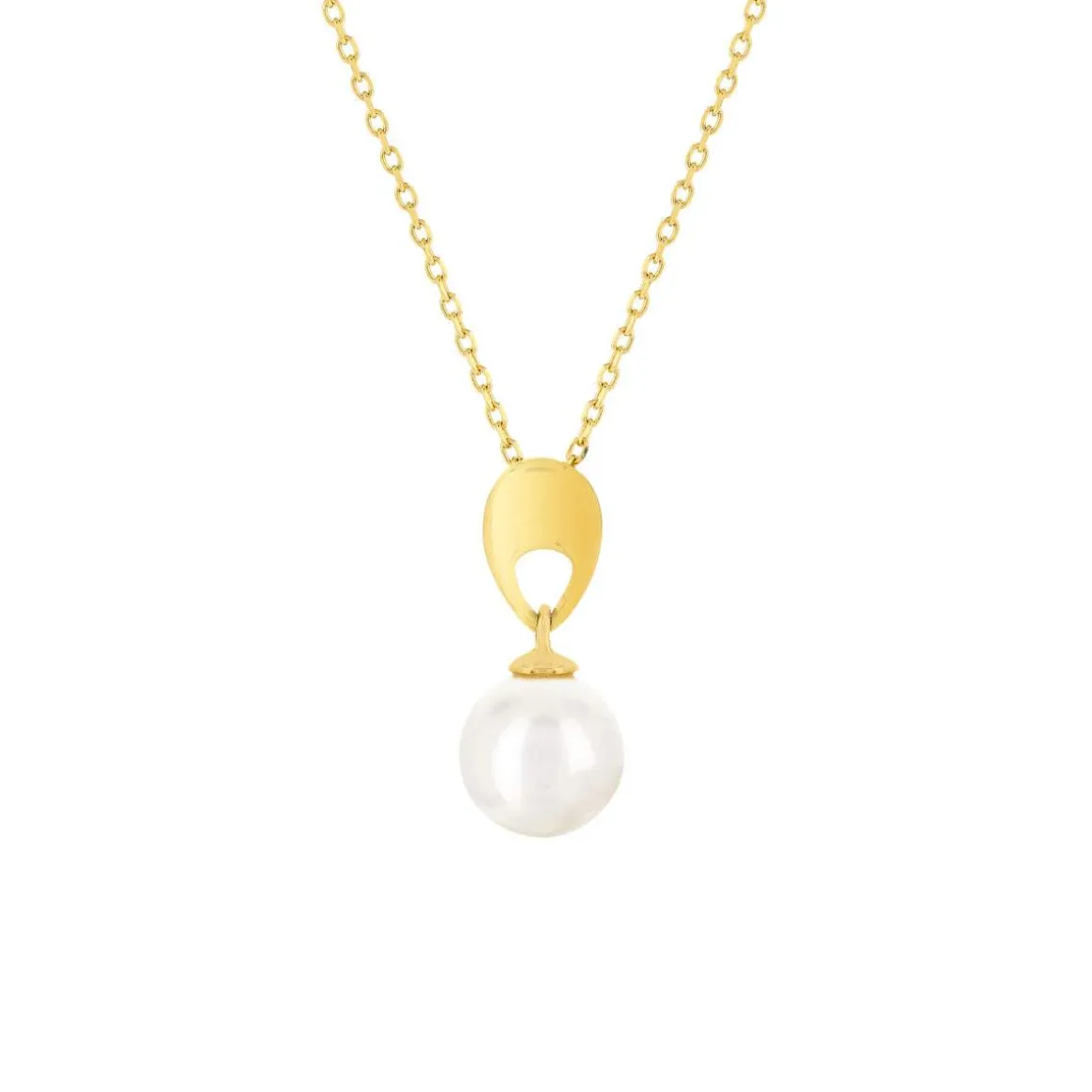 Collier or jaune 375, perle de culture de Chine. Longueur 45 cm.