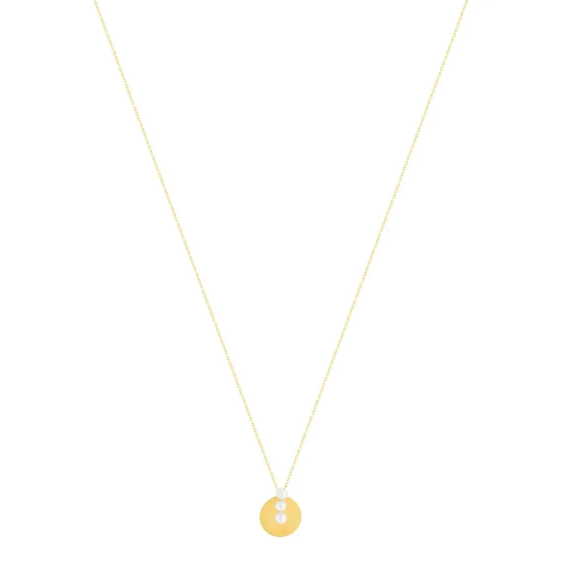Collier or jaune 375, perles de culture de Chine. Longueur 45 cm.