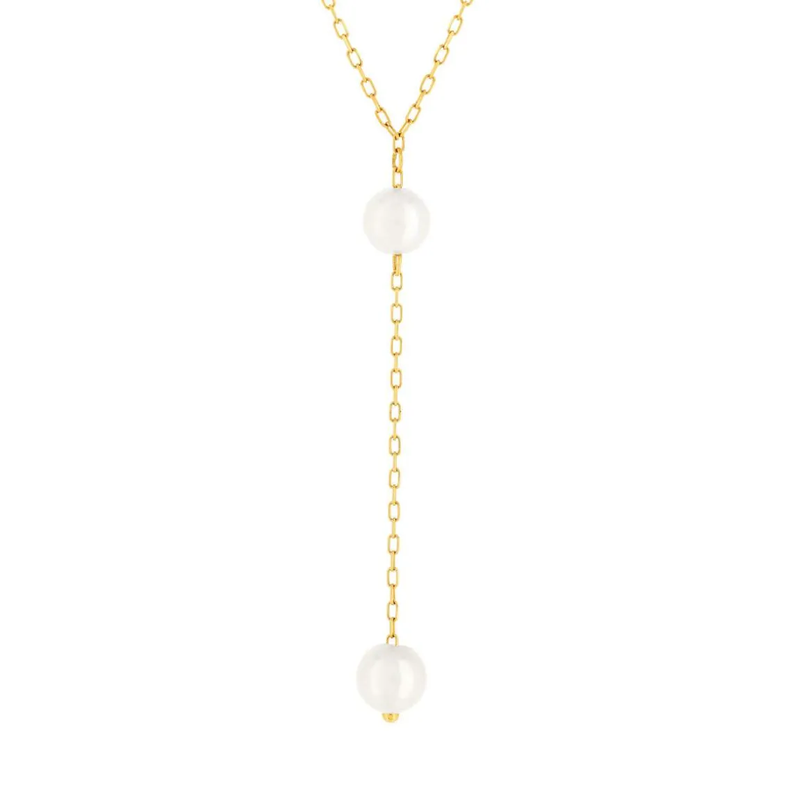 Collier or jaune 375, 2 perles de culture de Chine. Longueur 40 cm.