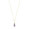 Collier or 375 jaune pierres fines taille poire et diamant 45 cm