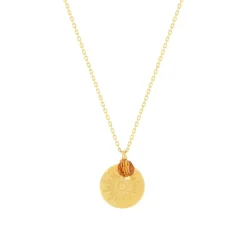 Collier or 375 jaune pierres synthétiques oranges 45cm