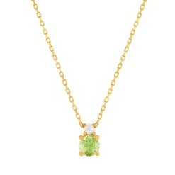 Collier or 375 jaune péridot zirconia, 45 cm