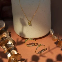 Collier or 375 jaune péridot zirconia, 45 cm