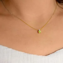 Collier or 375 jaune péridot zirconia, 45 cm