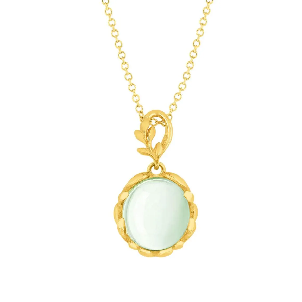 Collier or 375 jaune quartz vert 48 cm
