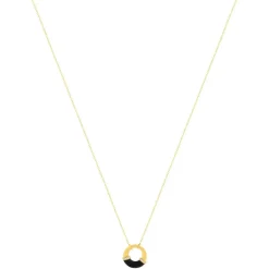 Collier or 375 jaune résine noire et zirconias 43 cm