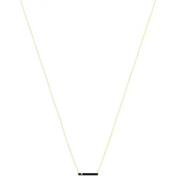 Collier or 375 jaune résine noire et zirconia 45cm