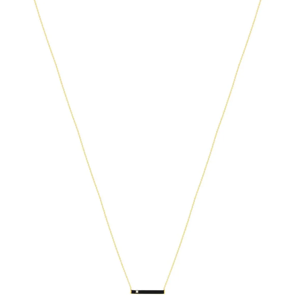 Collier or 375 jaune résine noire et zirconia 45cm