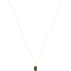 Collier or 375 jaune résine noire et zirconias 43cm