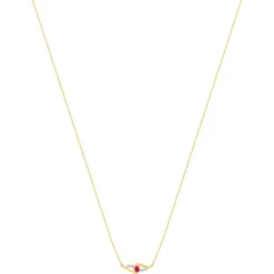 Collier or 375 jaune rubis diamants 45 cm
