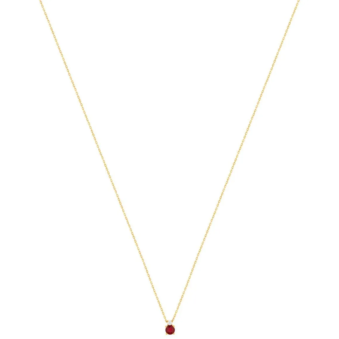 Collier or 375 jaune rubis zirconia, 45 cm