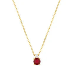 Collier or 375 jaune rubis zirconia, 45 cm