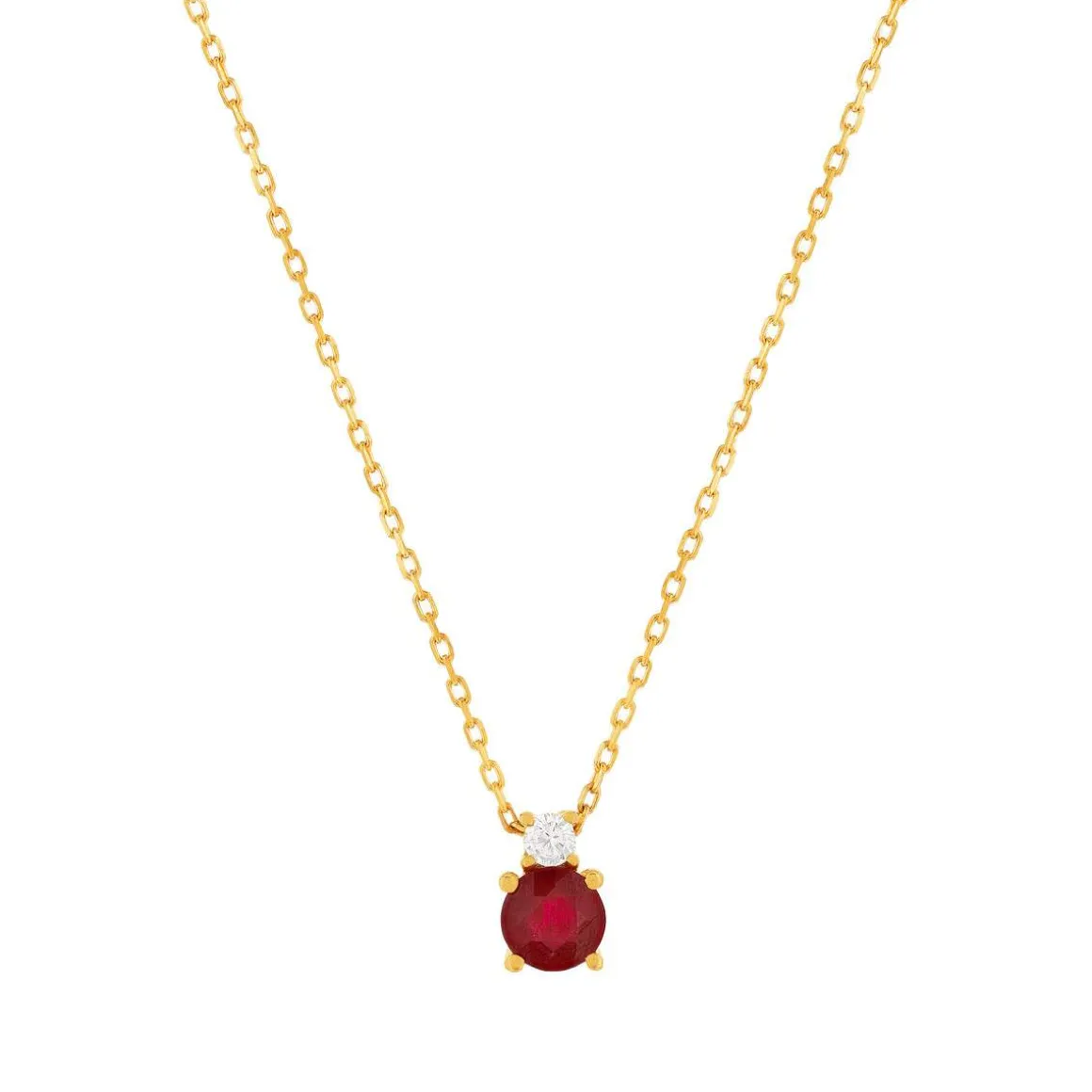 Collier or 375 jaune rubis zirconia, 45 cm