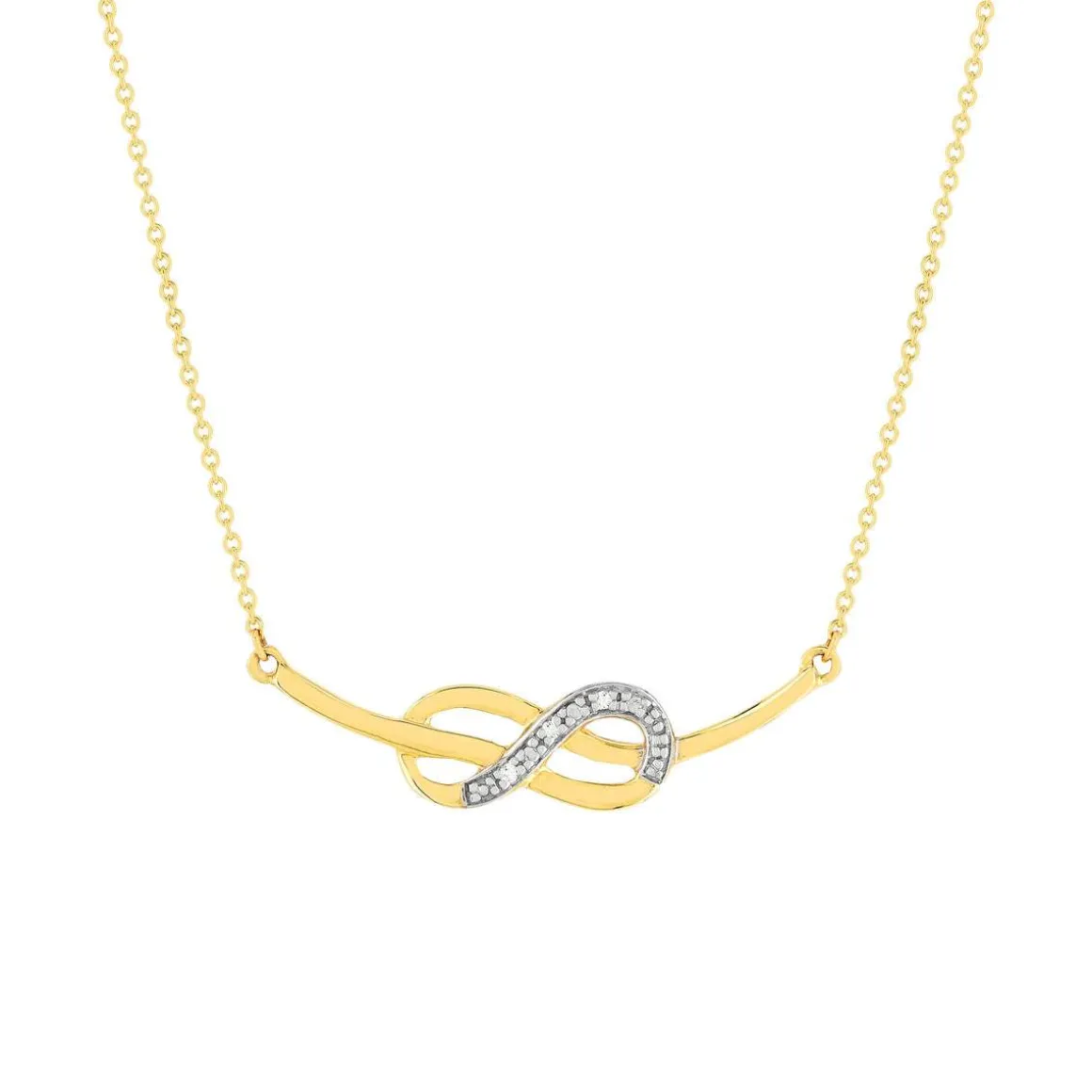 Collier or jaune 375 2 tons diamants infini 45 cm