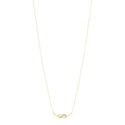 Collier or jaune 375 2 tons diamants infini 45 cm