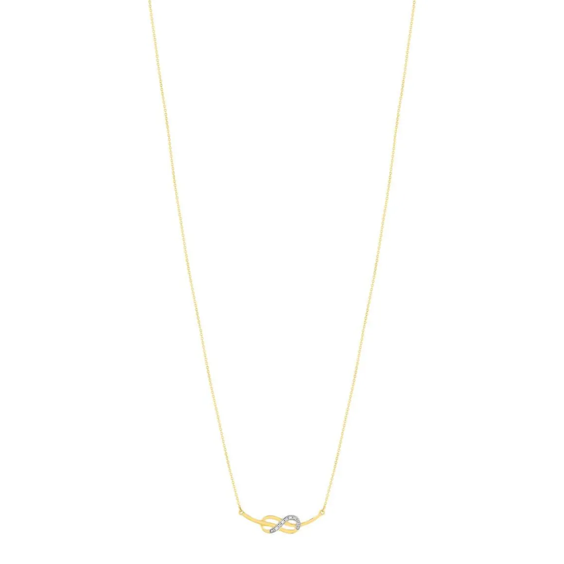 Collier or jaune 375 2 tons diamants infini 45 cm