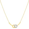 Collier or 375 jaune 2 tons diamants 45cm anneau de raccourcissement 42cm